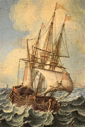 Antiquités - &quot;Stormy navy&quot; Orazio Grevenbroeck (Milan1676-Naples1739)